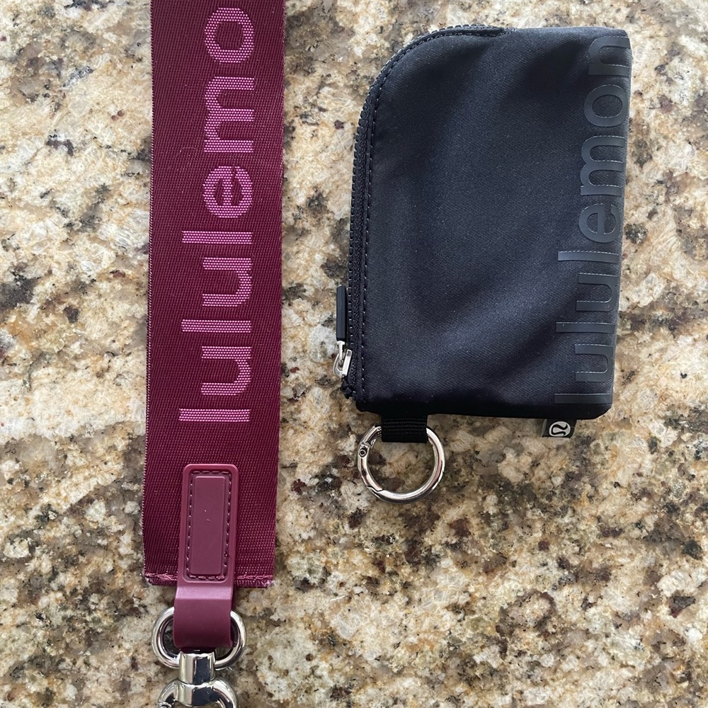 Lululemon Black Coin Pouch with Burgundy Strap